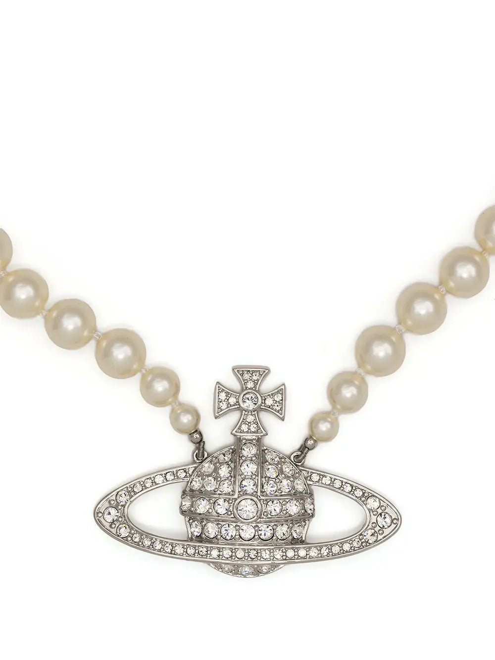 row-pearl orb-charm necklace
