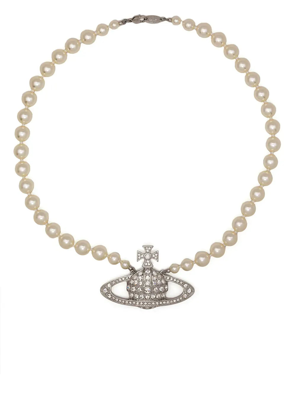 row-pearl orb-charm necklace