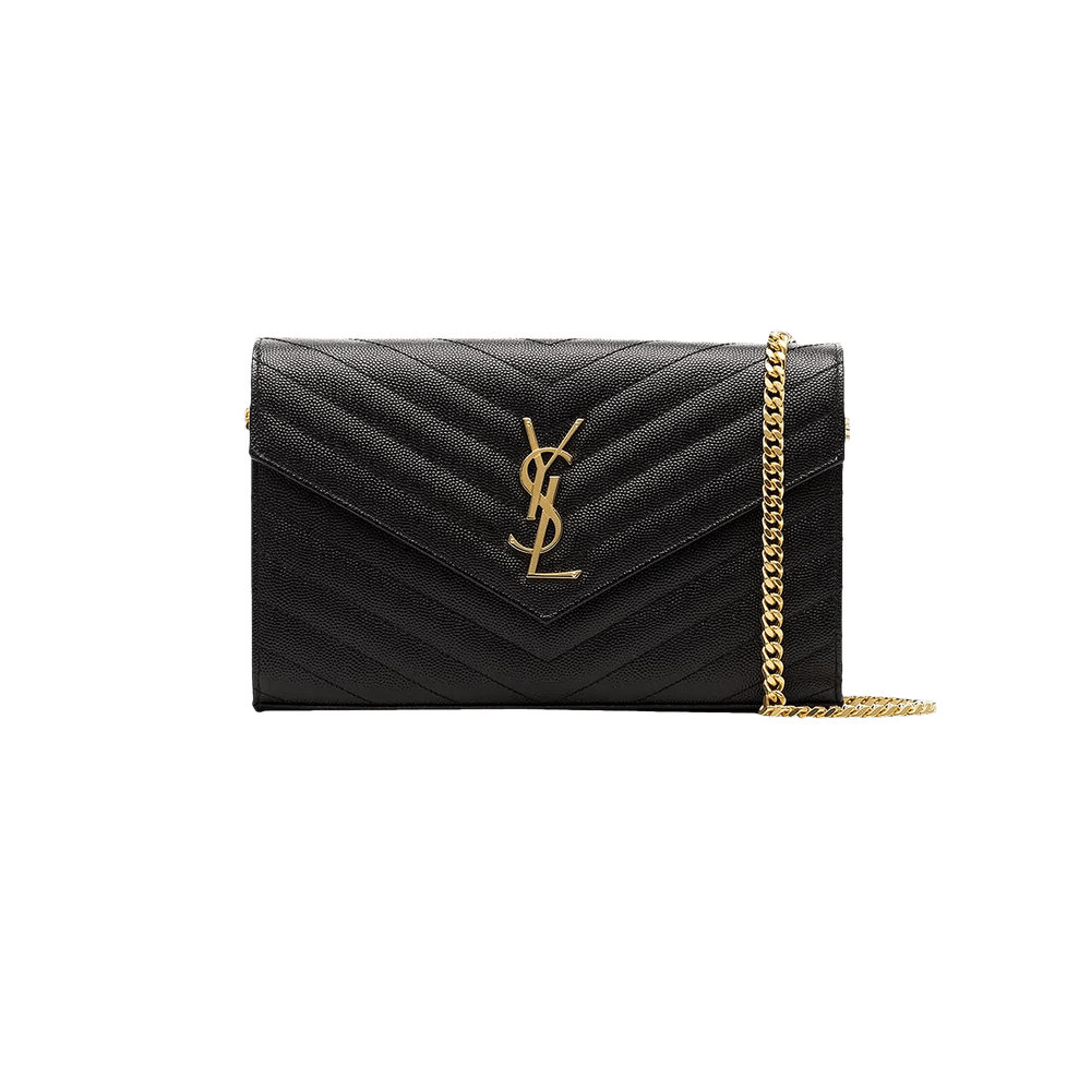 Saint Laurent Medium Matelassé Leather Wallet On Chain Nero