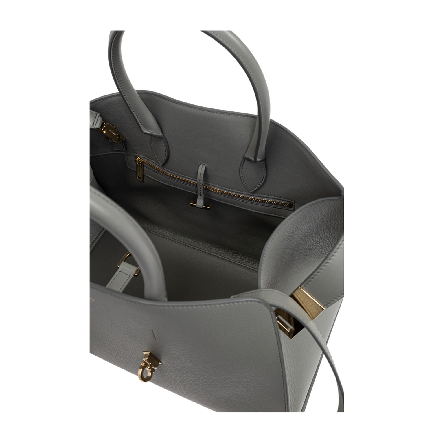 Hug Medium Leather Handbag - Ash Grey
