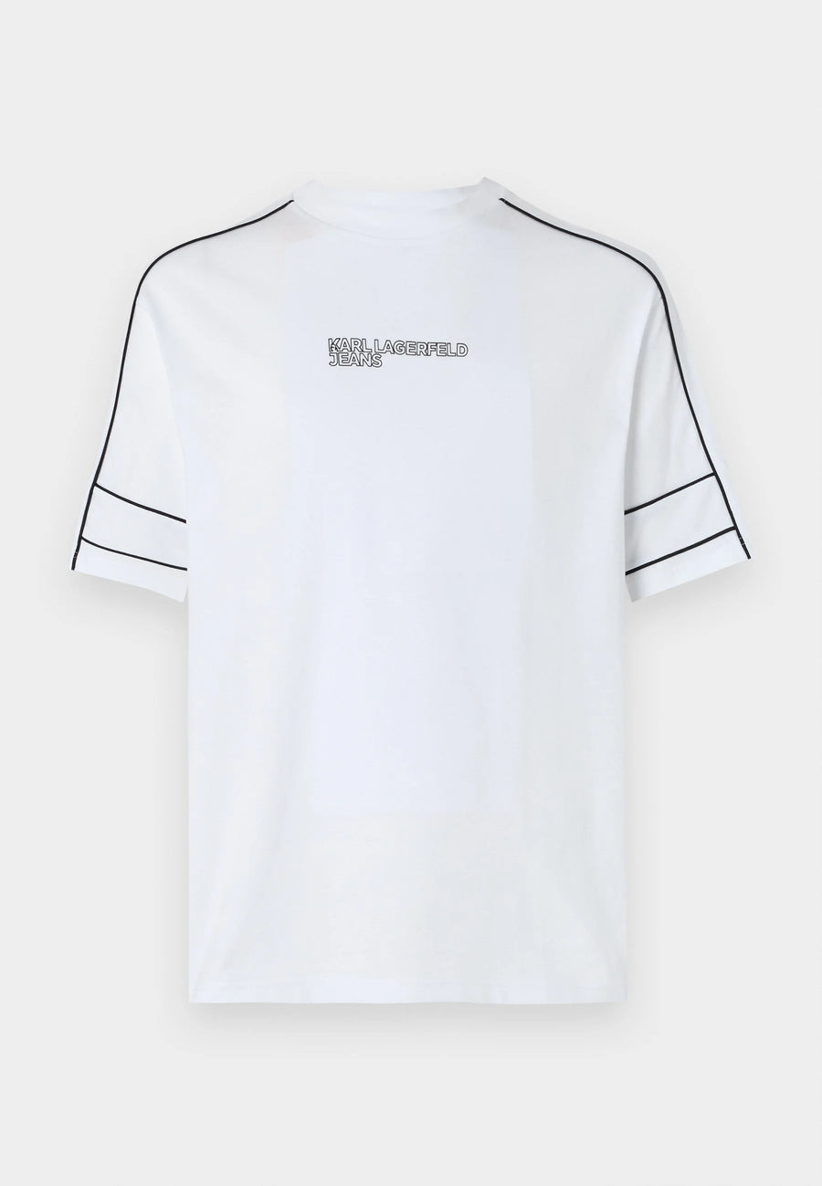 Karl Lagerfeld Jeans RELAXED PIPING TEE - Print T-shirt - white