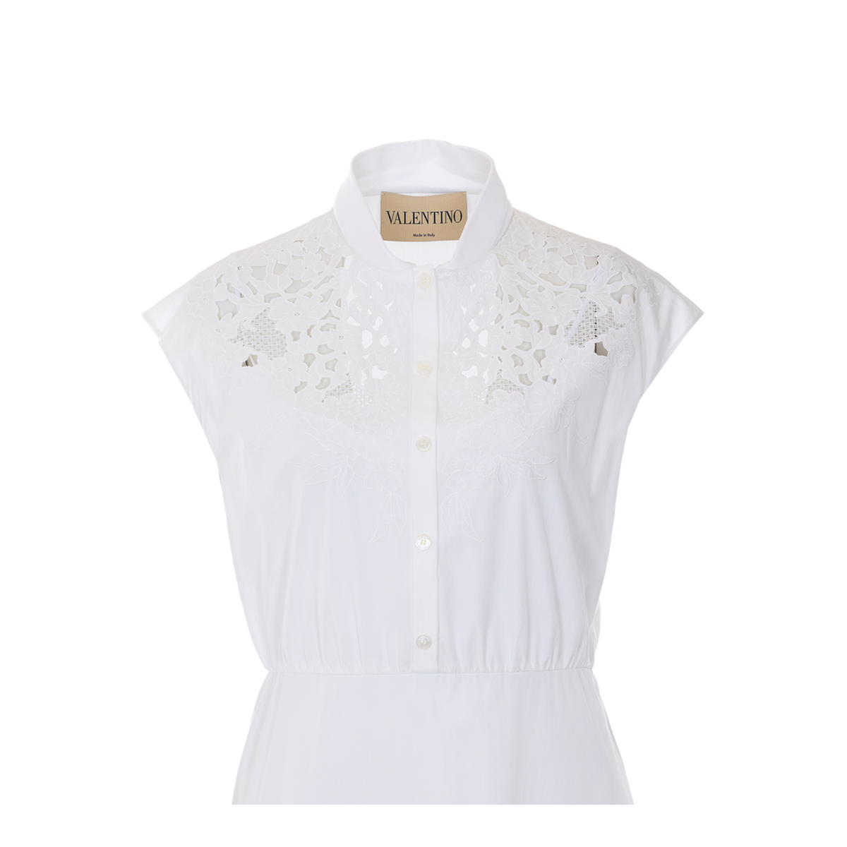 Embroidered Poplin Midi Dress - White
