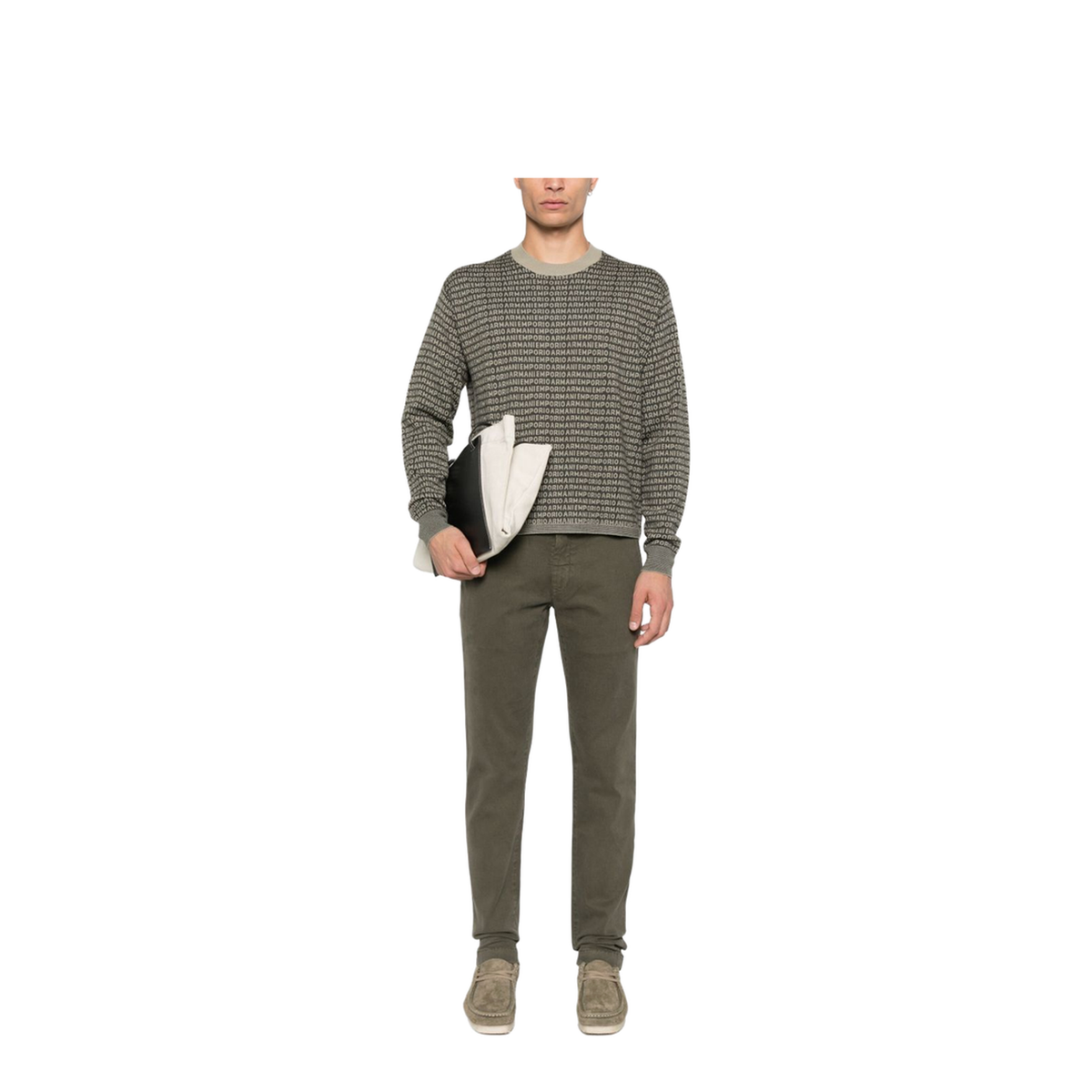 Virgin-Wool Jumper with All-Over Jacquard Signature Logo