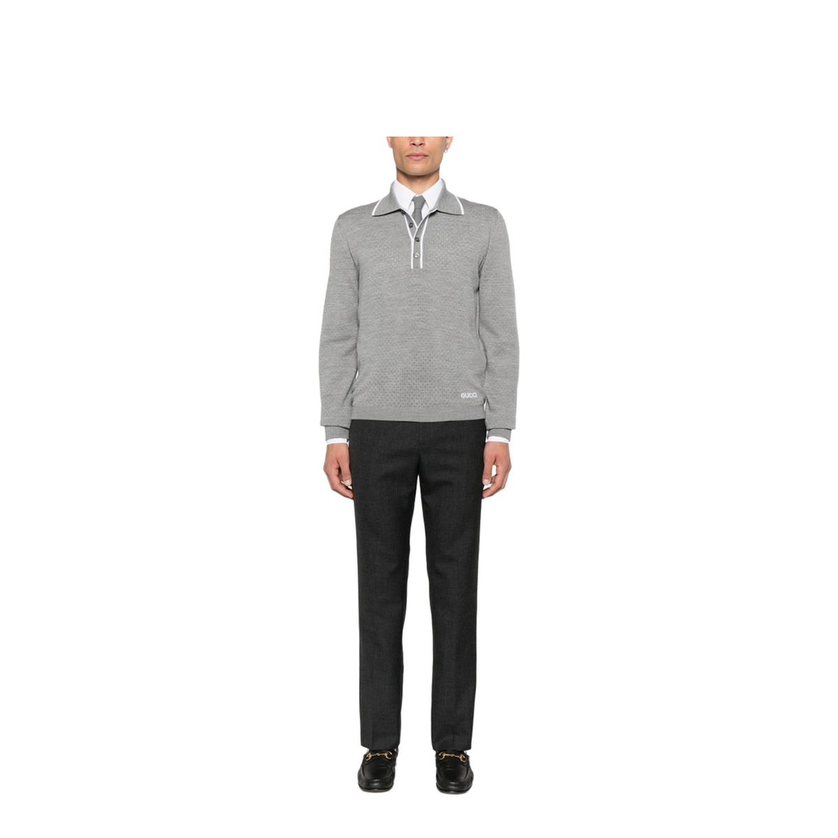 Houndstooth Wool Pant with Embroidery