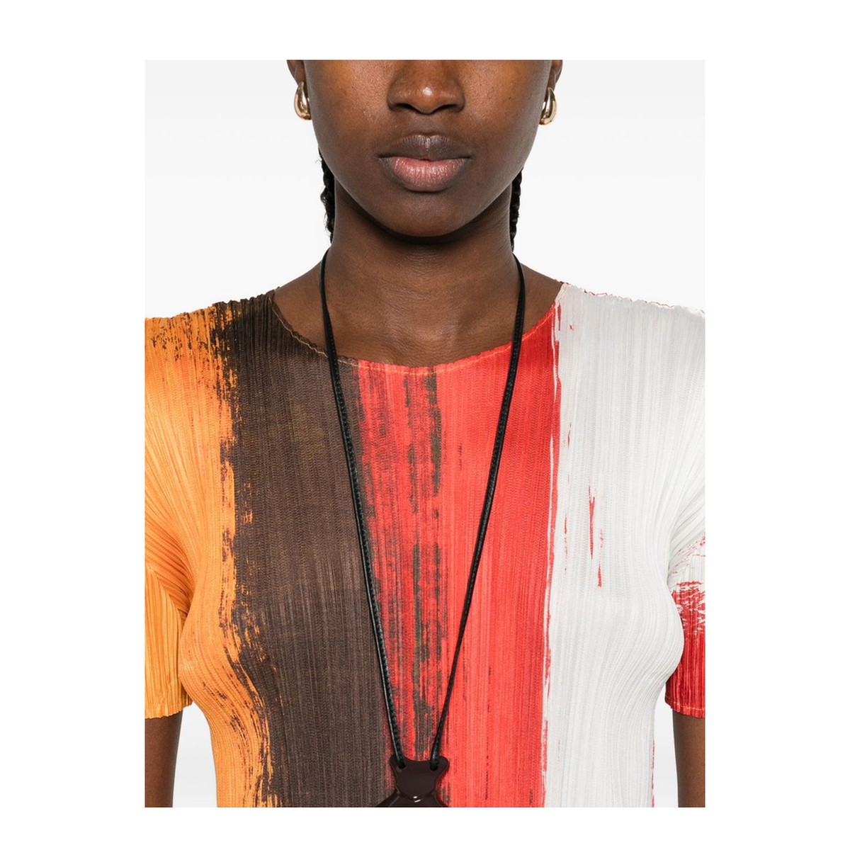 Pleated Paint-effect Midi Dress In Multi