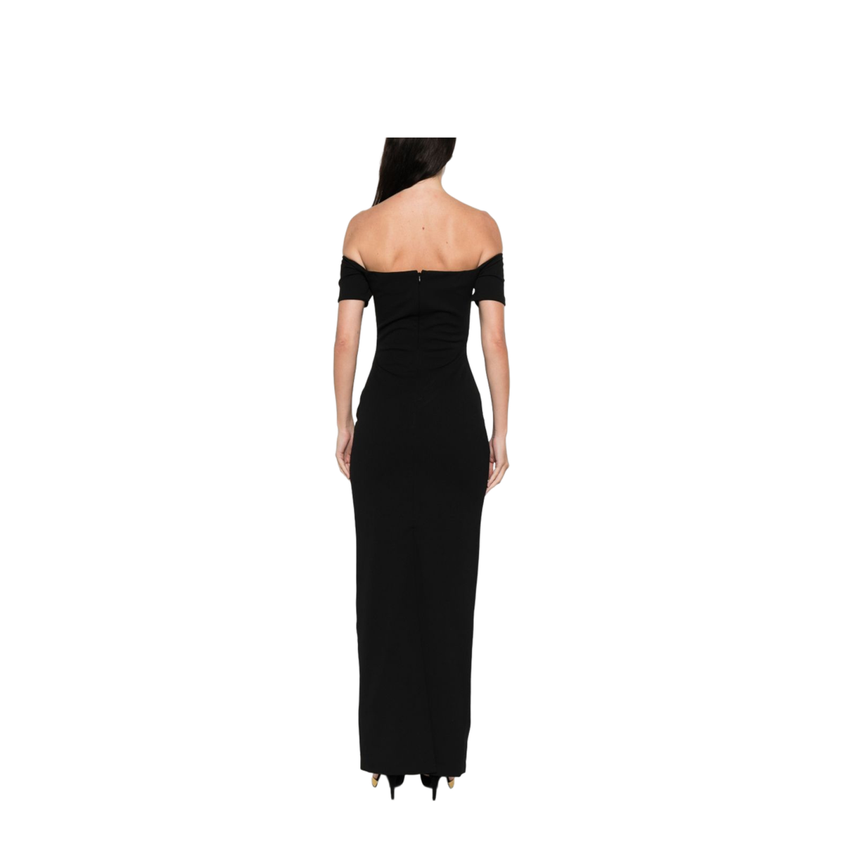 Black Long Dress With Off-The-Shoulder Design