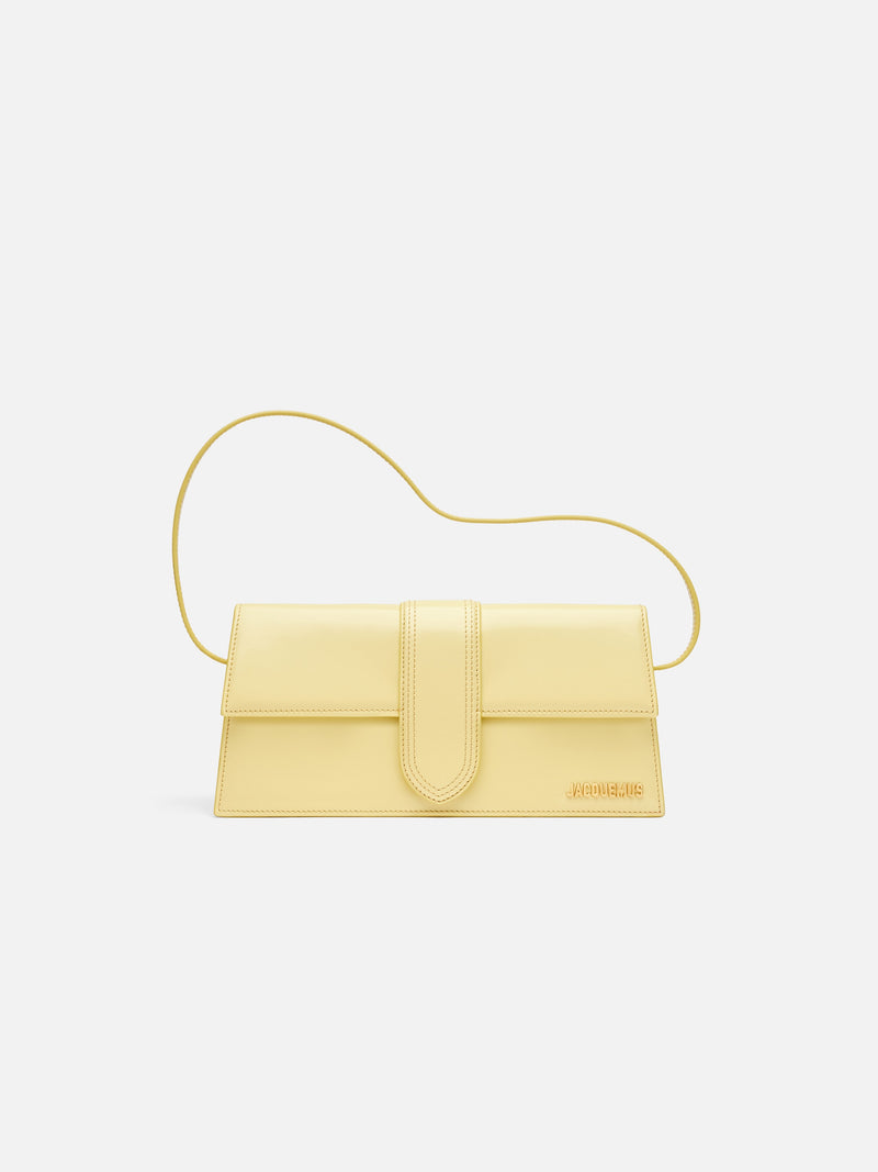 Jacquemus The Long Bambino Glazed Leather Structured Shoulder Bag Pale Yellow