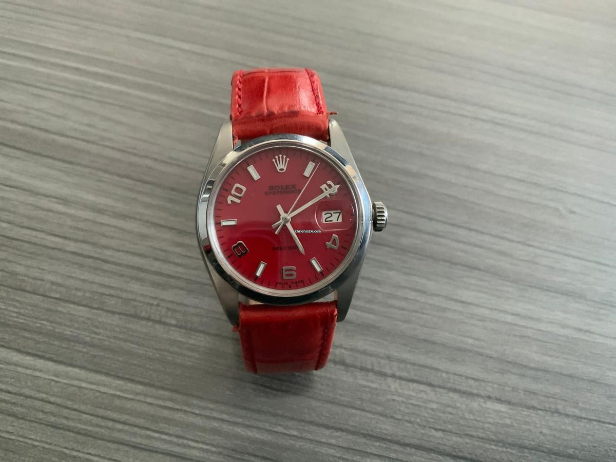 Rolex | Oysterdate Precision | 6494 | Steel | 34 x 42 mm | Leather | Red | Manual winding