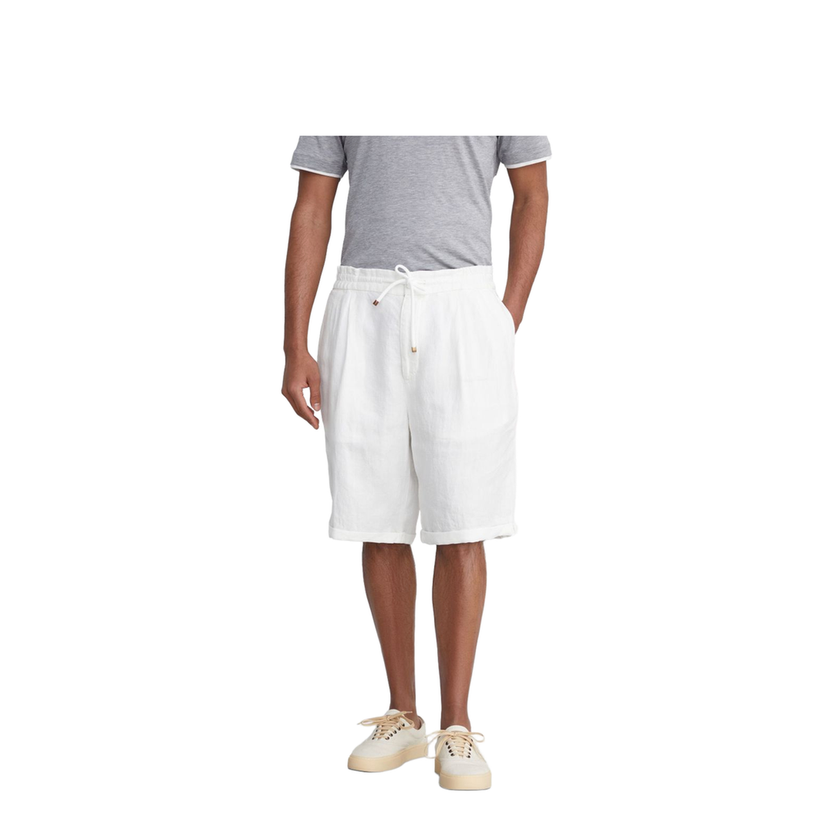 Garment Dyed Linen Gabardine Bermuda Shorts