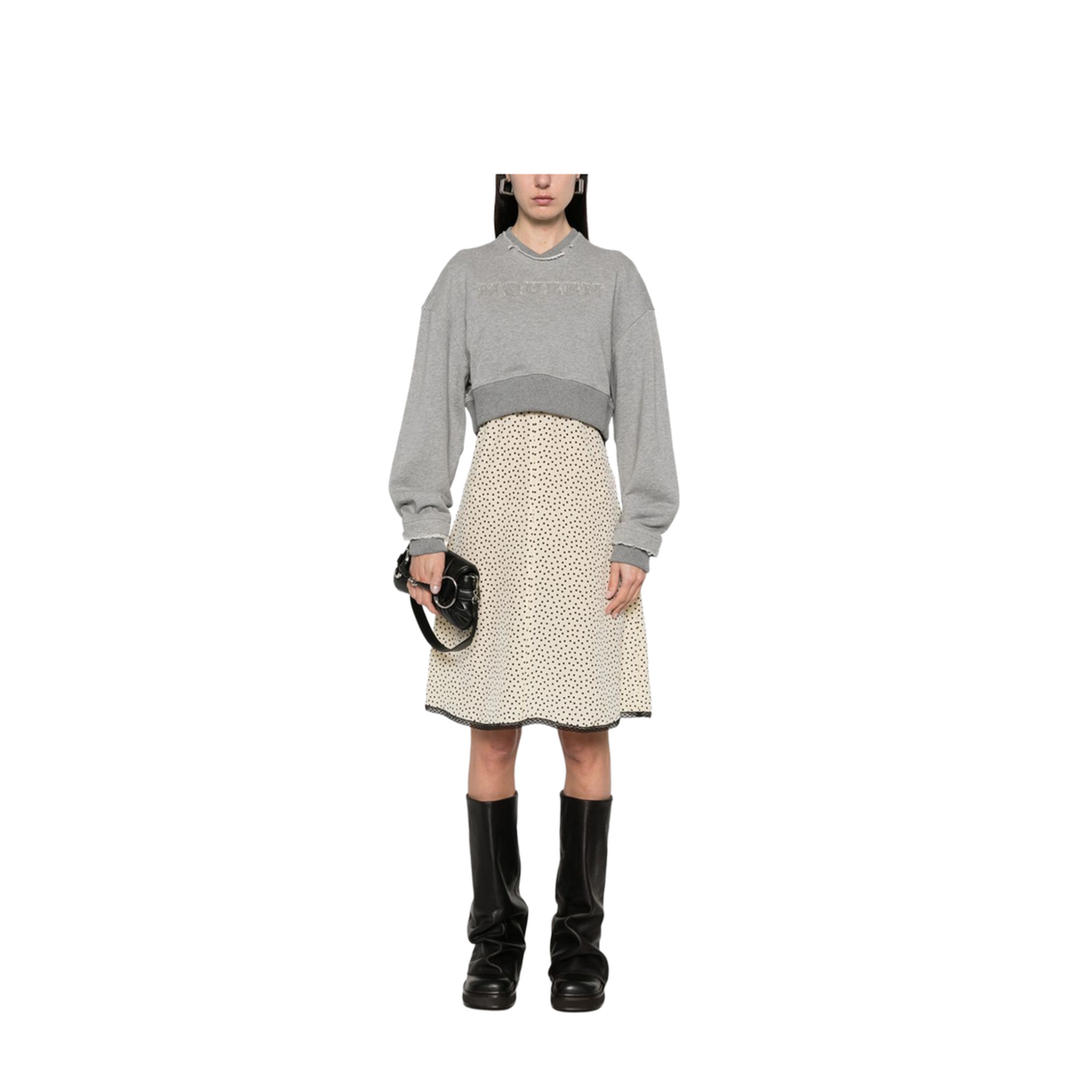 Logo Cotton Cropped Sweatshirt