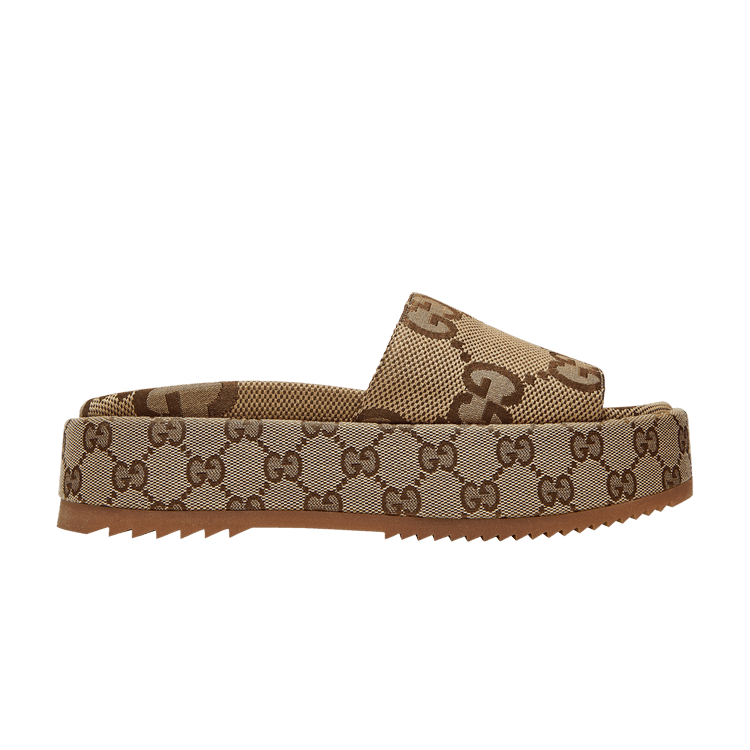 Gucci Wmns GG Lame Platform Slide Sandal 'Camel Monogram'