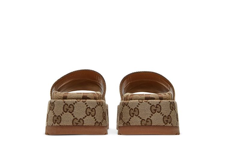 Gucci Wmns GG Lame Platform Slide Sandal 'Camel Monogram'
