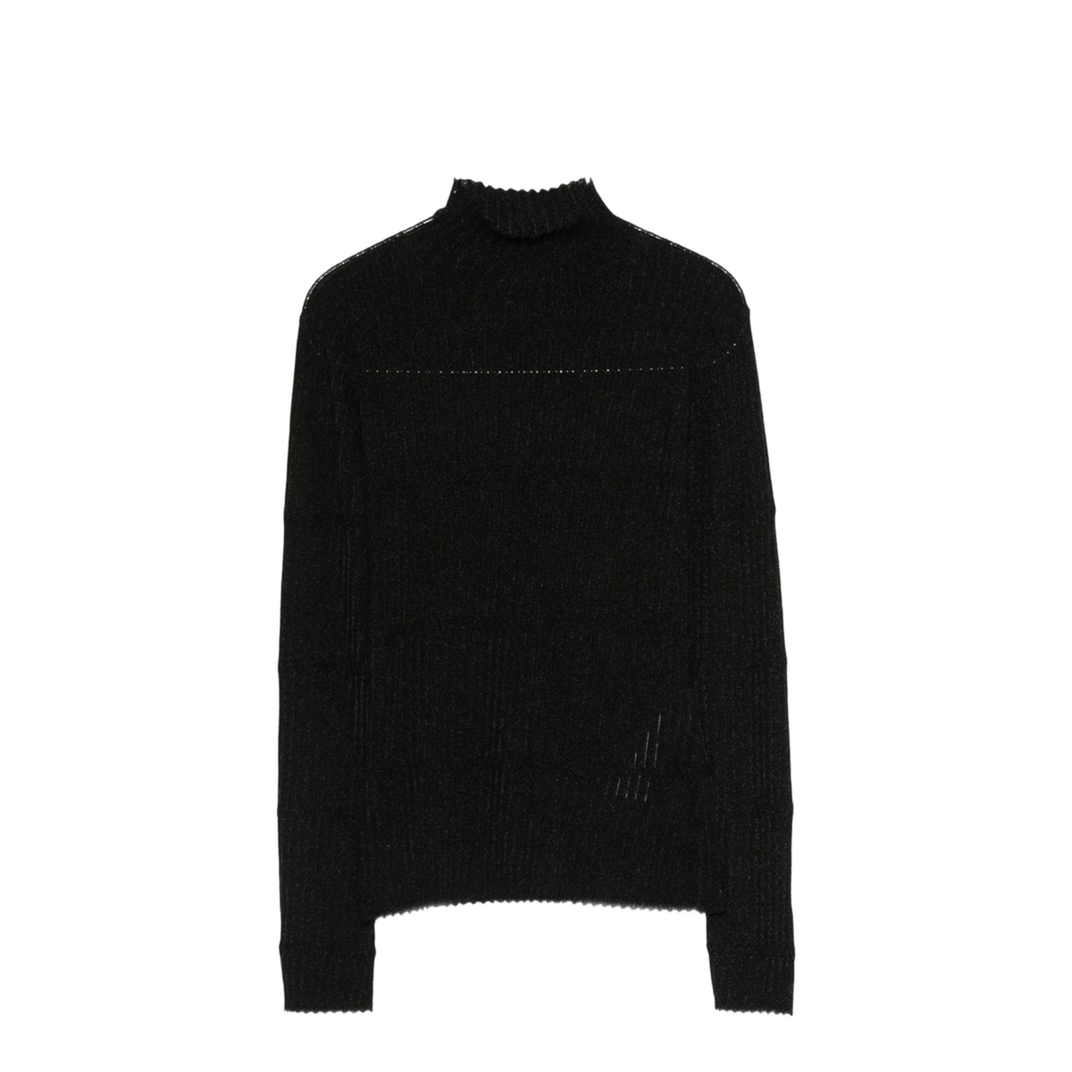 Ribbed Knit High Neck Long Sleeve Sweater Black