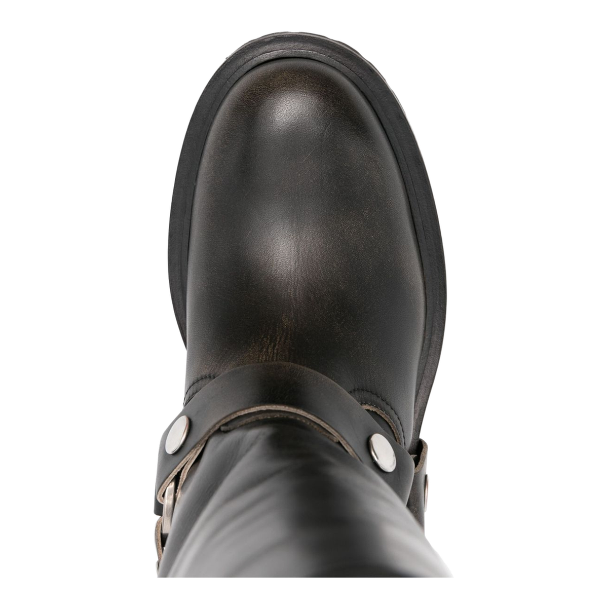 Kurt Boots in Black Leather with Silver Buckle