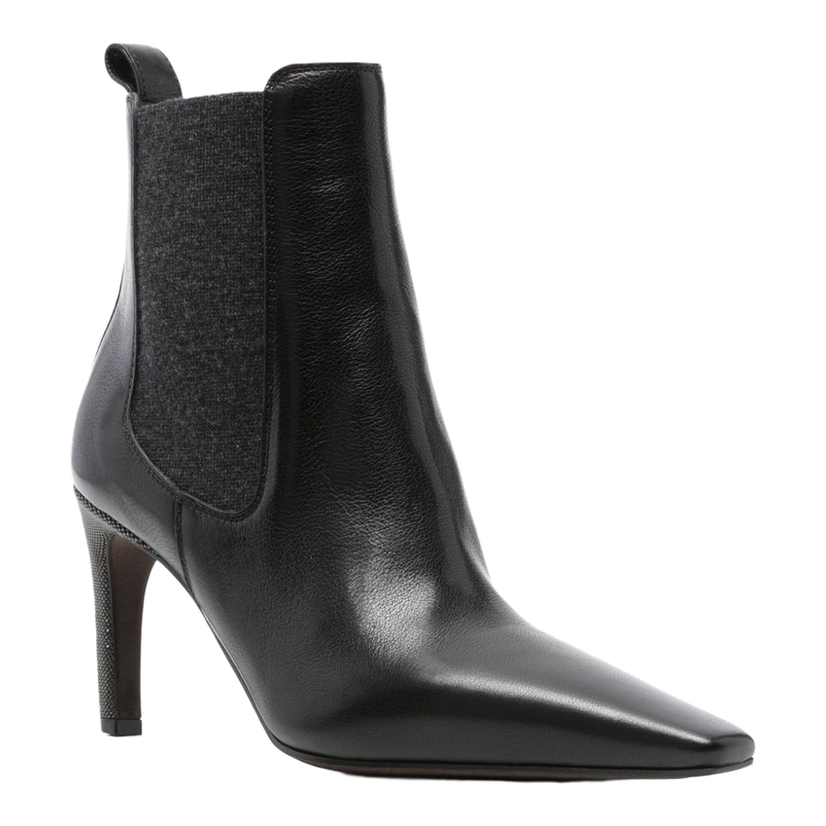 Leather Boots with Monili Detail on the Heel