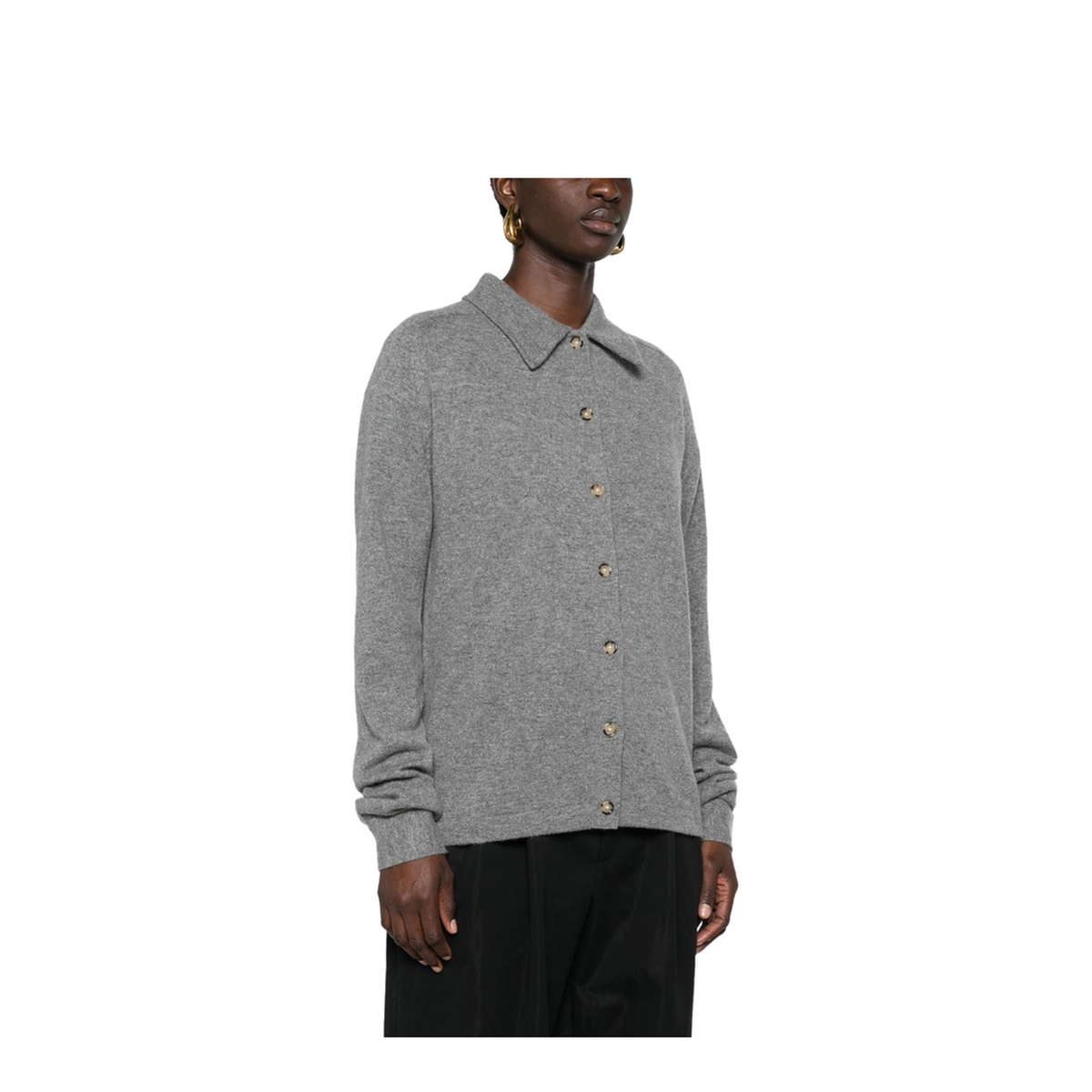 Raglan Sleeve Cashmere Shirt - Grey Melange