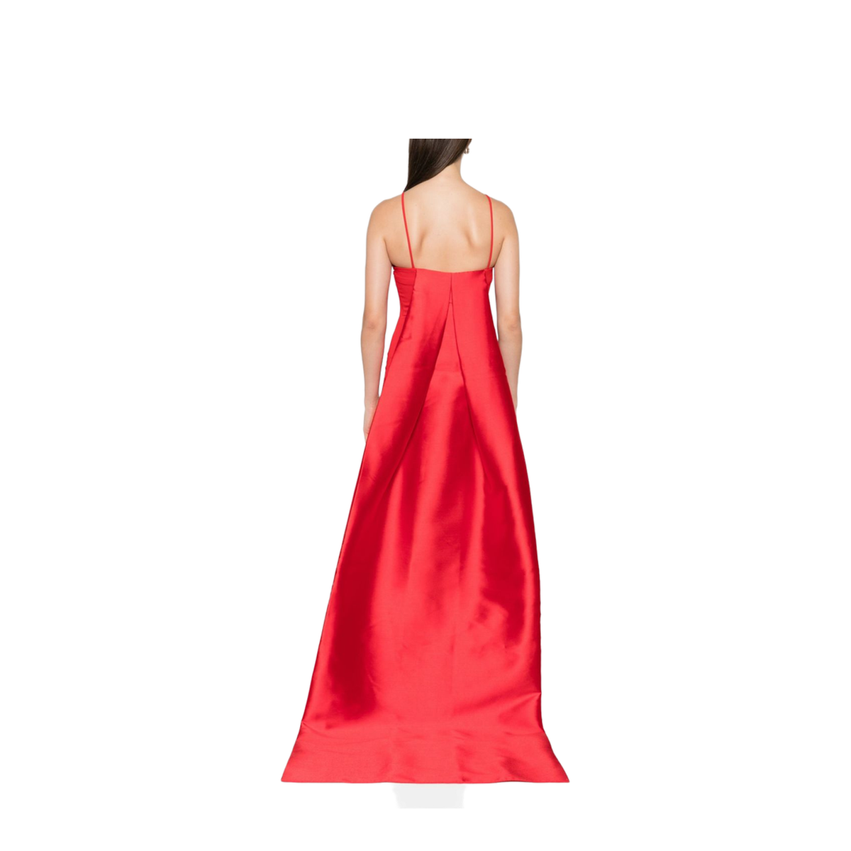 Halterneck Sleeveless Fitted Bodice Floor-Length Skirt Train Detail Dress