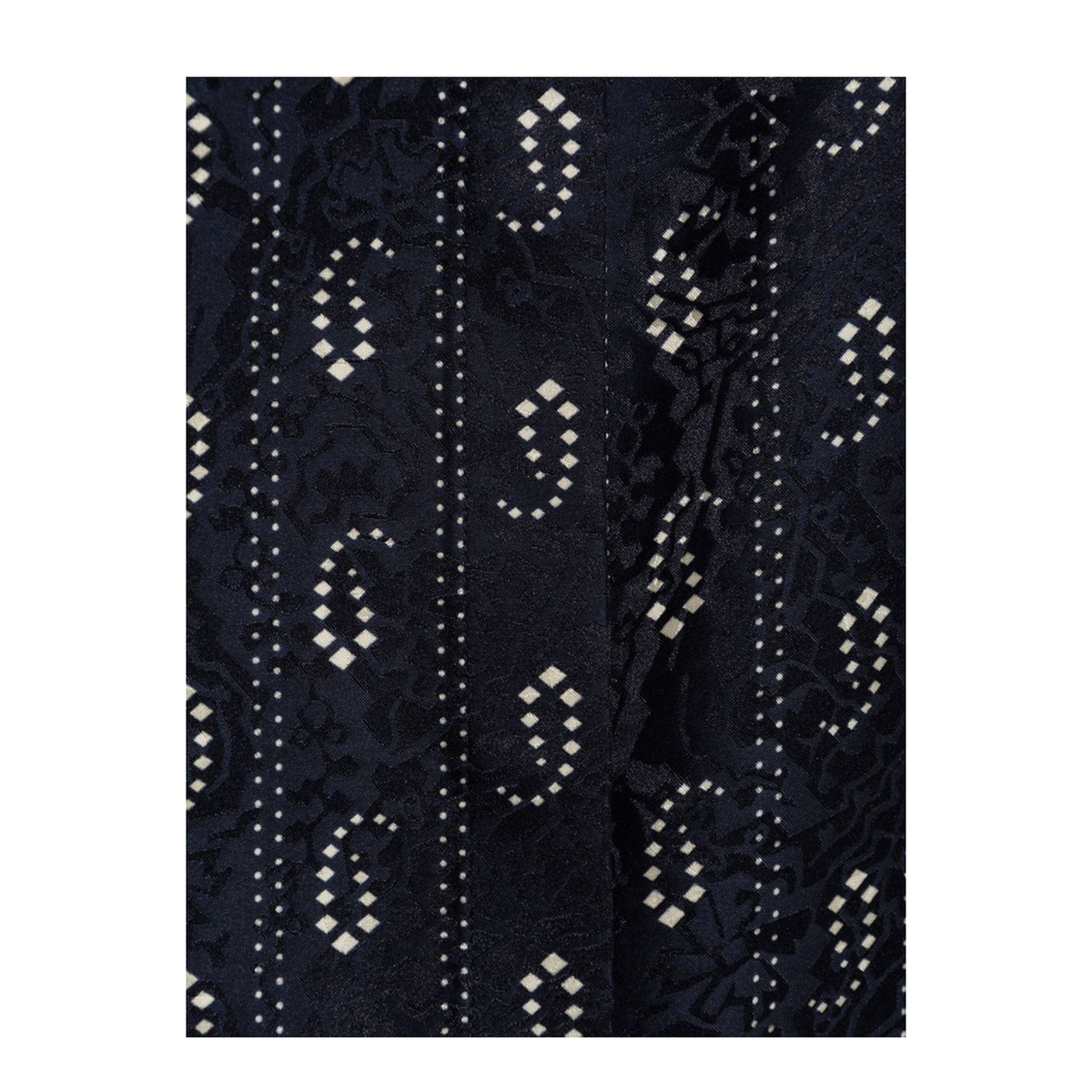 Navy Blue Paisley Print Button Fastening Mandarin Collar Long Sleeves
