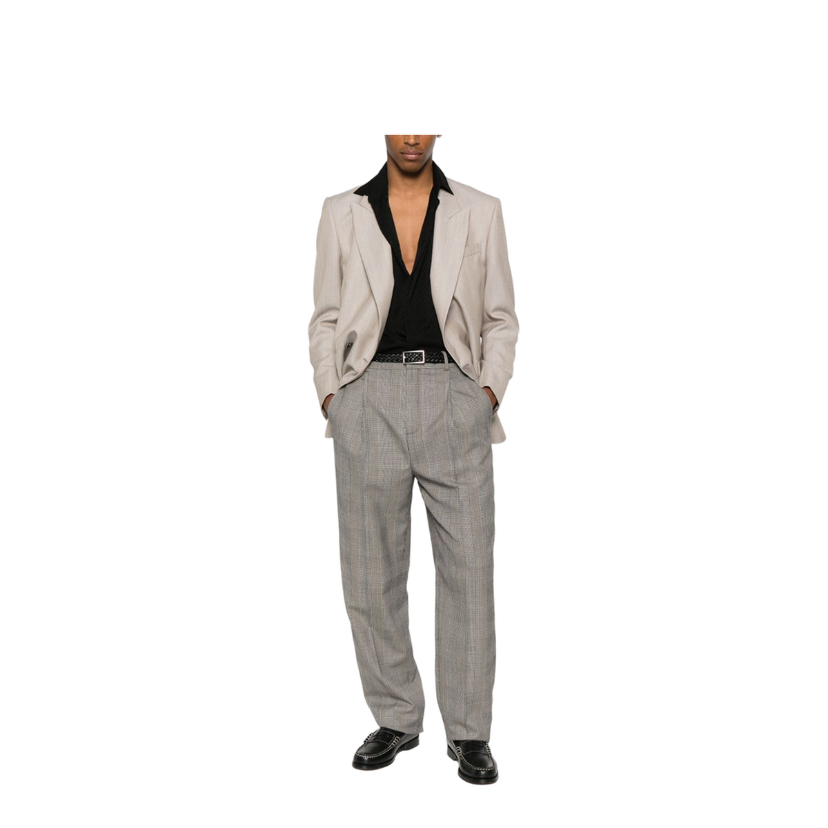 High-Waisted Pants in Prince of Wales Wool
