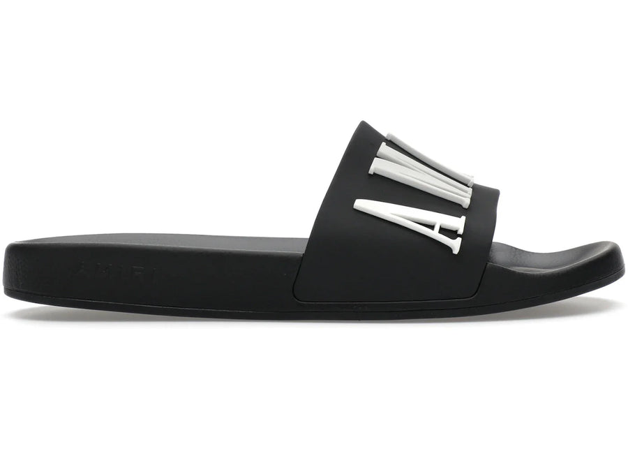 Amiri Pool Slide Debossed Logo Black Black White