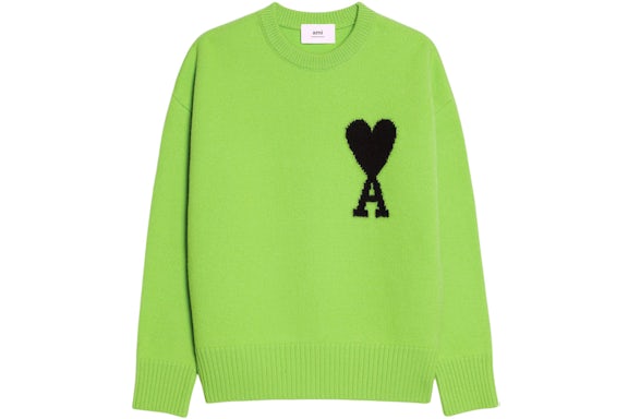 Ami Paris Ami de Coeur Merino Wool Crewneck Jumper Green/Black