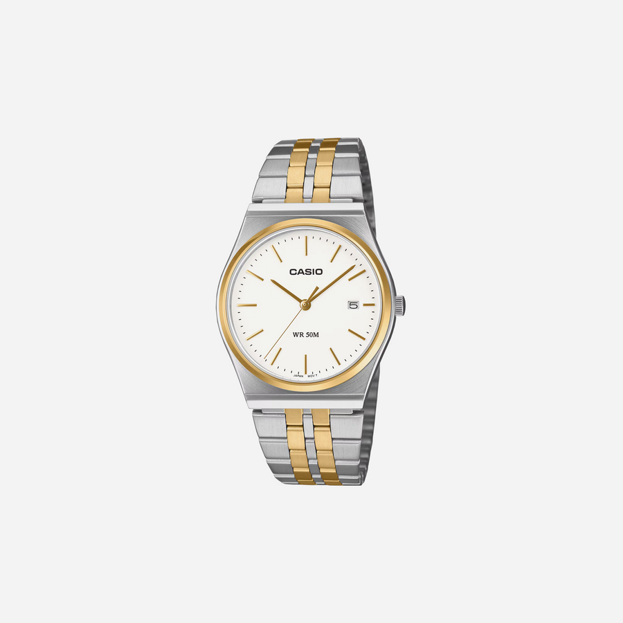 Casio MTP-B145SG-7AV White Gold Dial Stainless Steel Watch