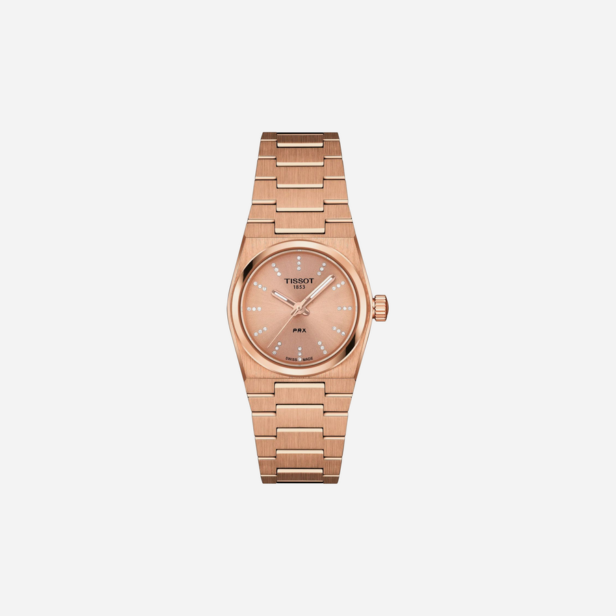Tissot PRX 25mm Salmon Dial Rose Gold Stainless Steel Rose Gold PVD Strap Watch