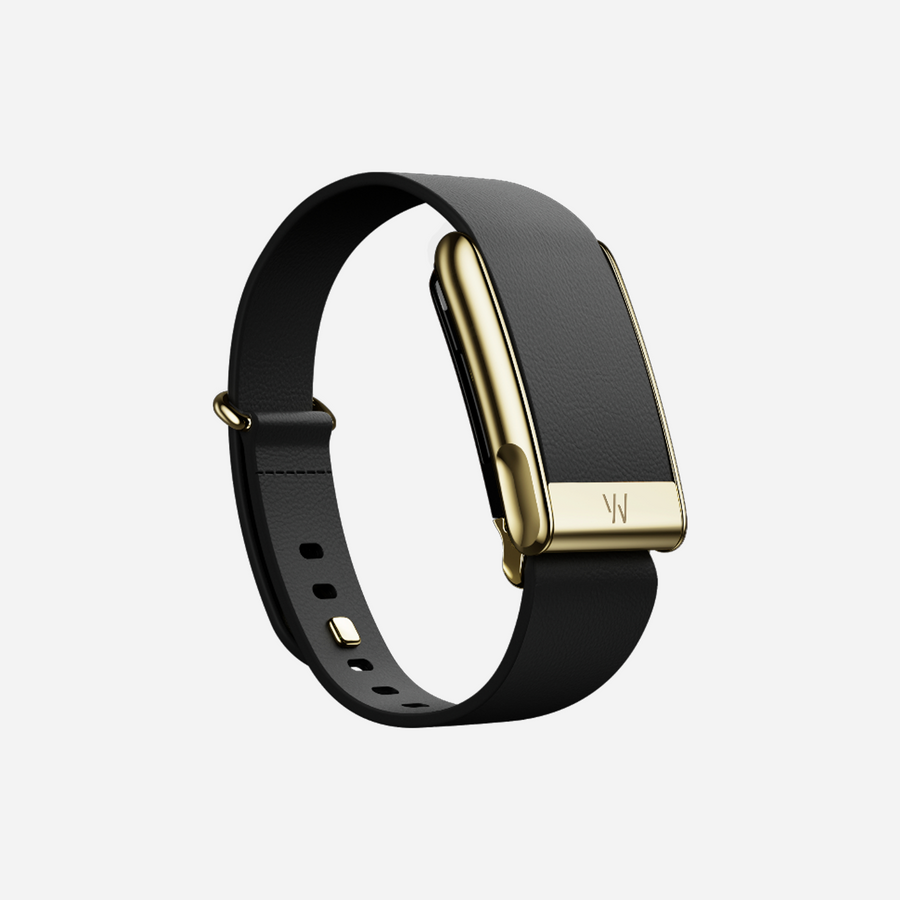 Whoop MG LeatherLuxe Tapered Band Black with Gold