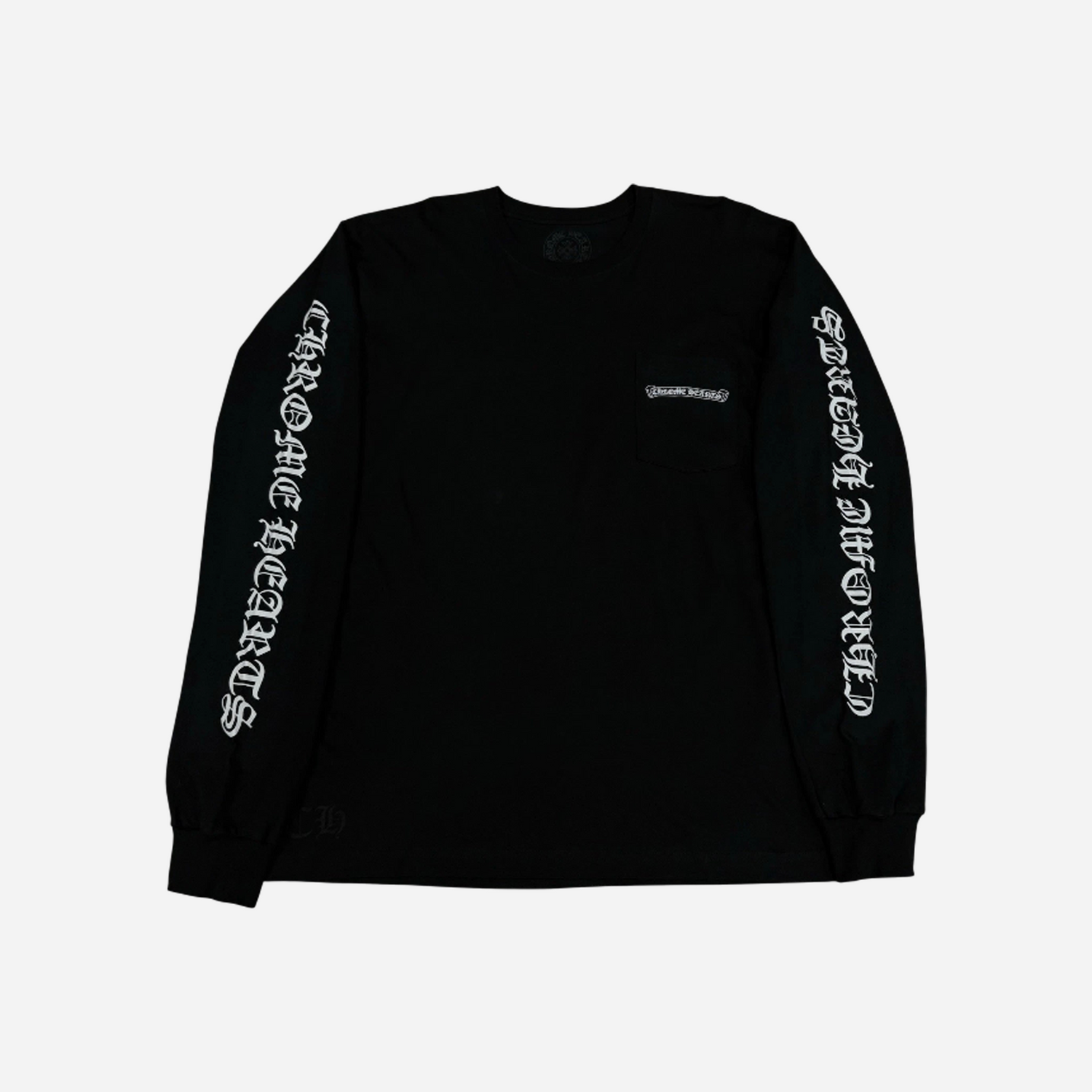 Chrome Hearts Scroll Logo Long Sleeve Pocket T-Shirt Black