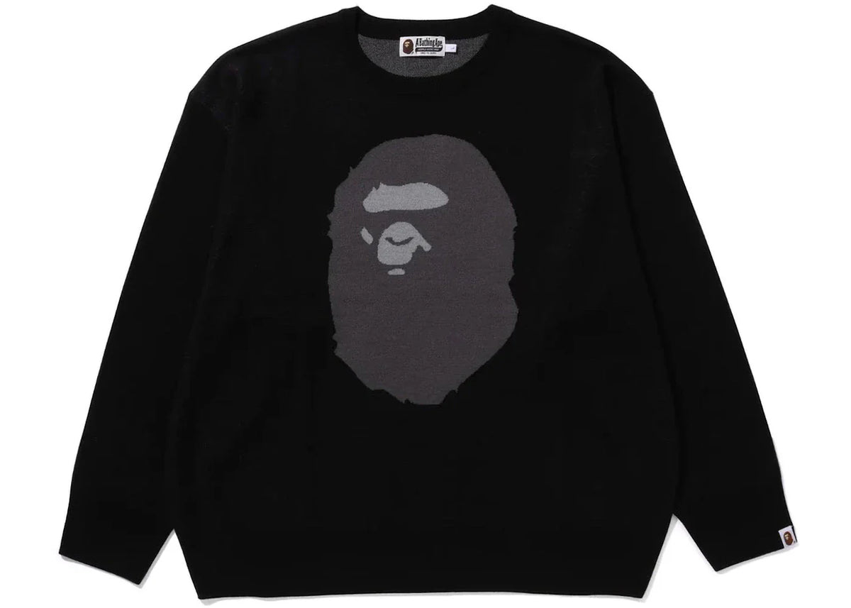 Bape Ape Head Jacquard Knit Sweater Black