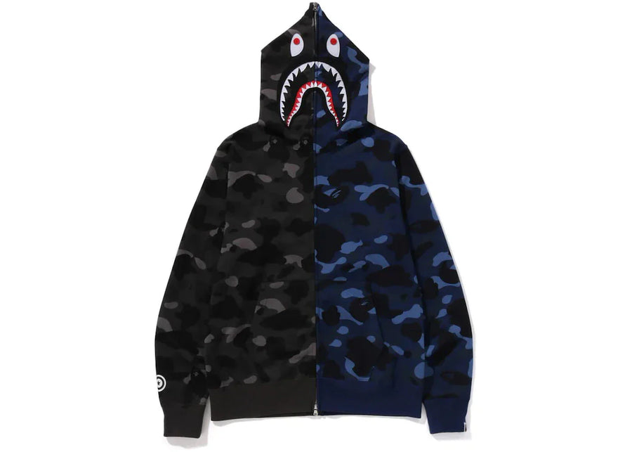 Bape Color Camo Separate Shark Fz Hoodie Black/Navy