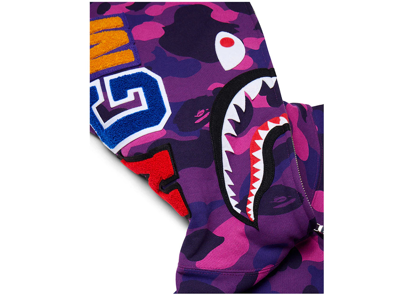 Bape Color Camo Shark Full Zip Hoodie Purple