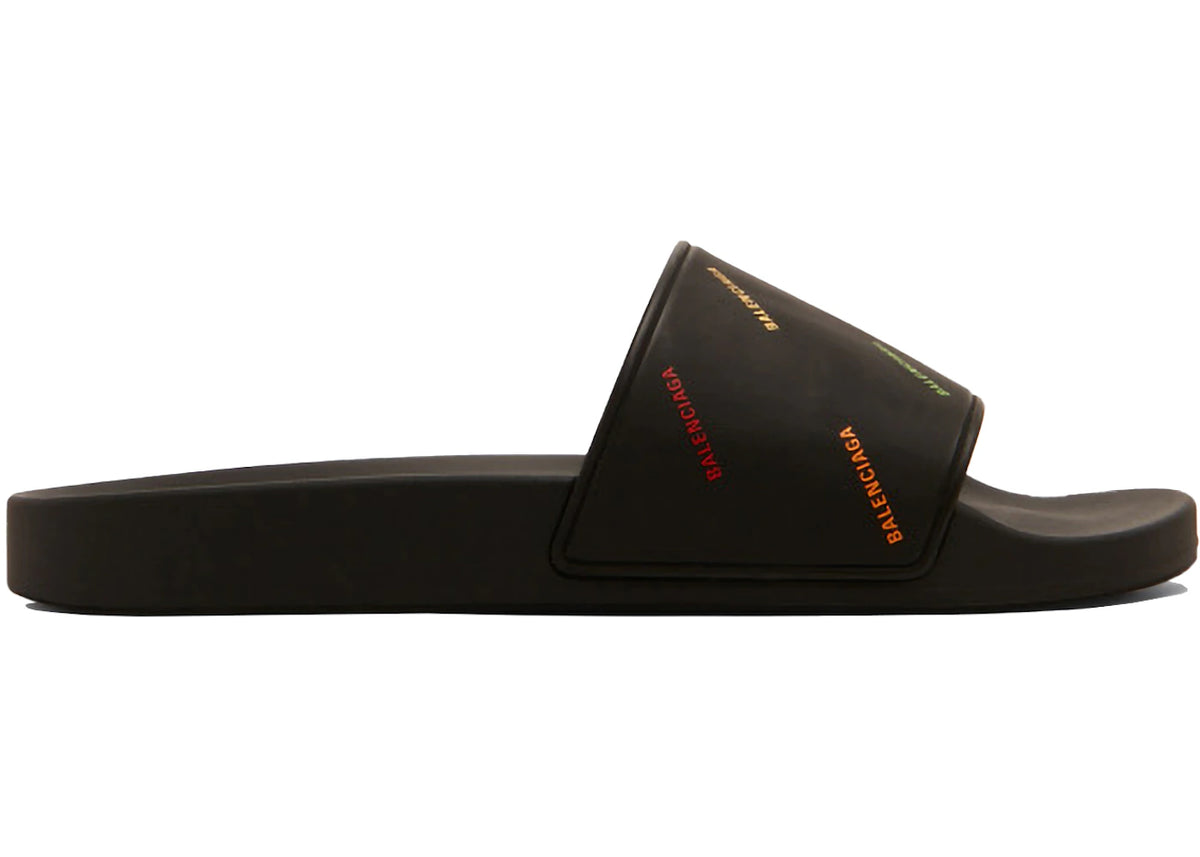Balenciaga Pride Pool Slides Black White Multi