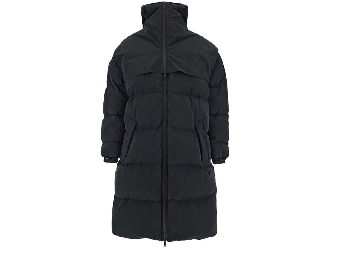 Bottega Veneta Long Fronted Popeline Puffer Jacket Black