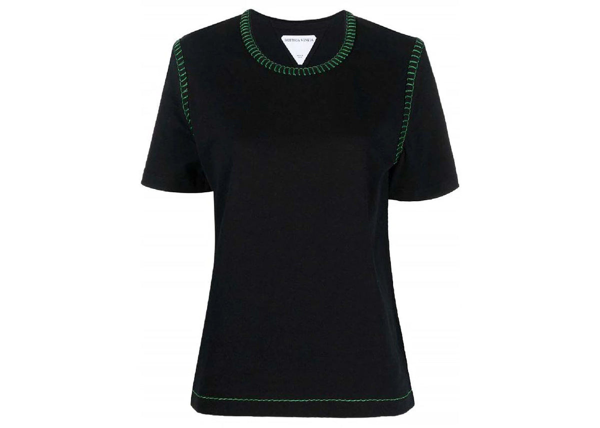 Bottega Veneta Stitch Detailed Crewneck T-Shirt Black