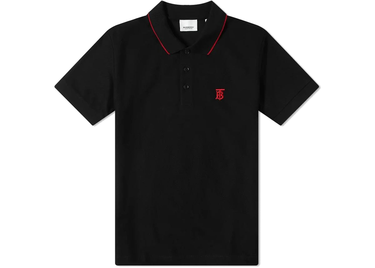 Burberry Logo Embroidered Polo Black