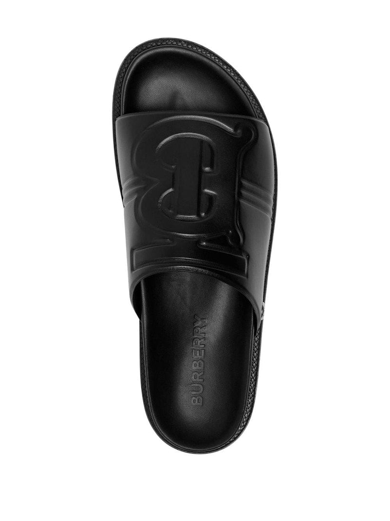 Burberry Thornton Leather Slides Black