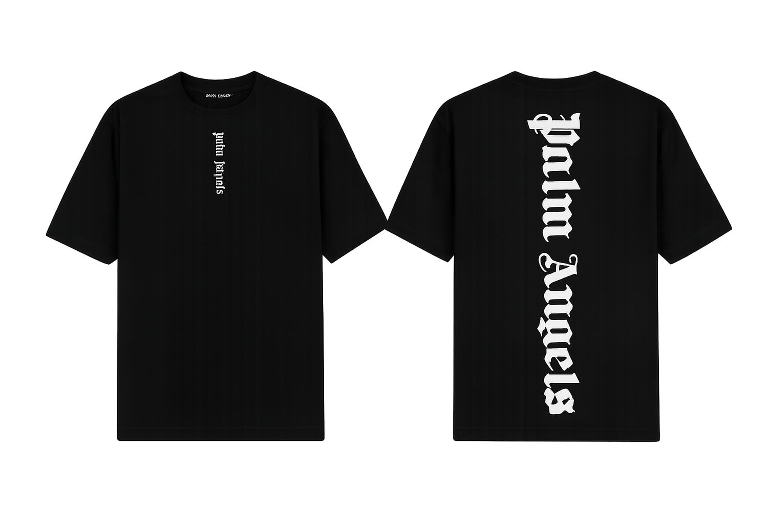 Palm Angels Black T-Shirt featuring a large black gothic font logo