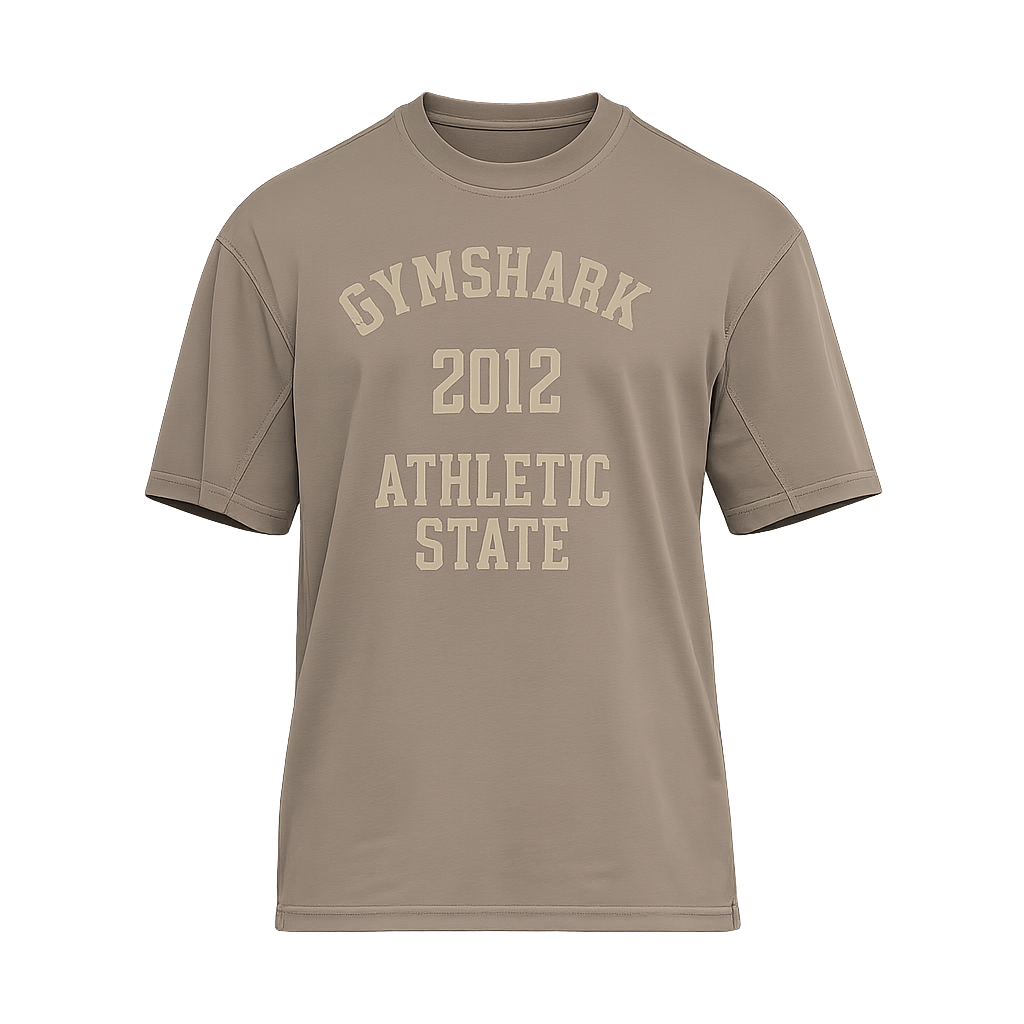 Gymshark Collegiate Washed T-Shirt oversized fit Soft Brown