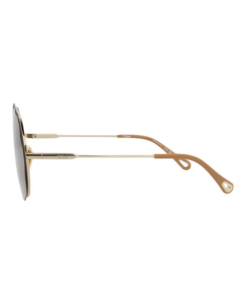 Chloe Round-Frame Metal Sunglasses Gold Gold Green (CH0202S-30014664-001)