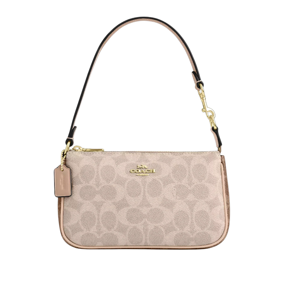COACH Nolita 19 In Blocked Signature Canvas Gold/Sand/Tan