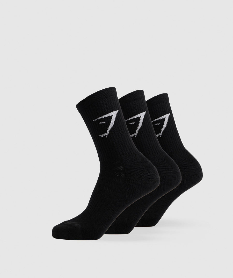 Gymshark Crew Socks 3Pk Black