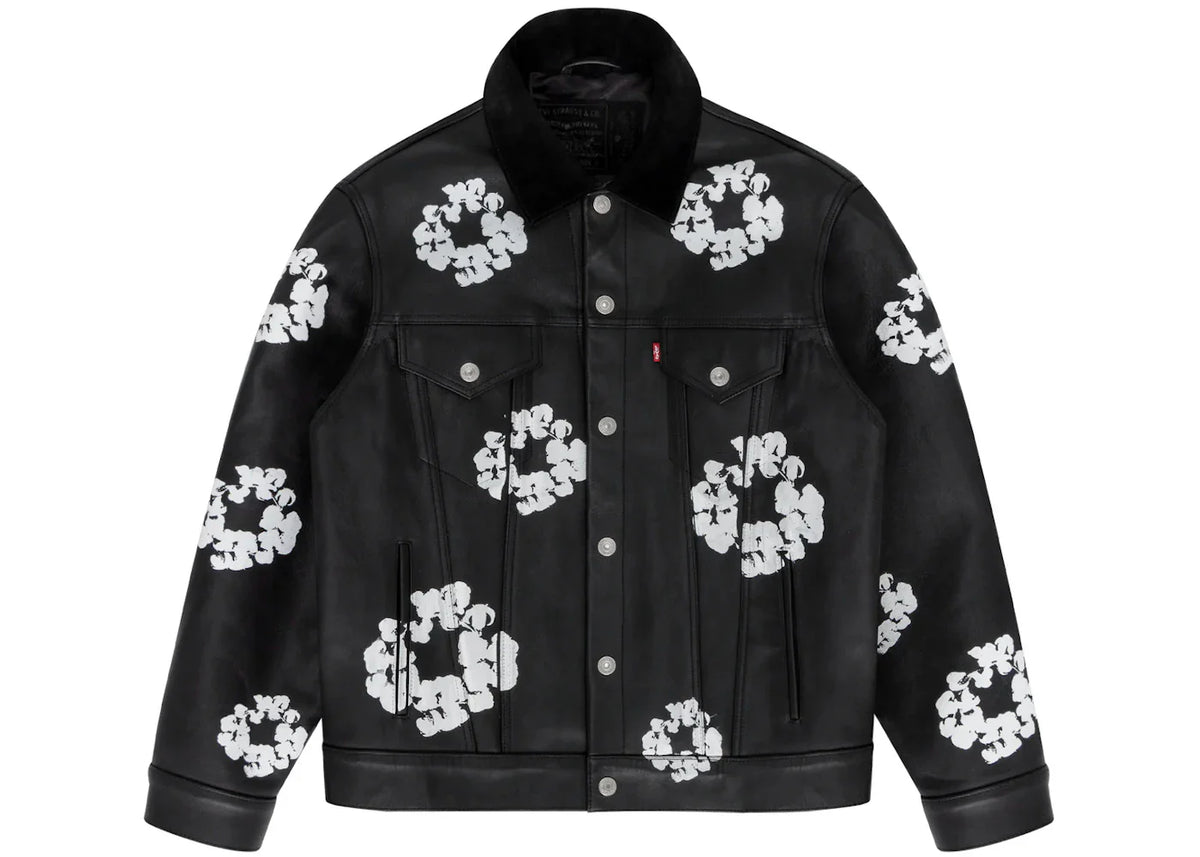 Denim Tears x Levi'S Leather Cotton Wreath Type-3 Jacket Black Denim