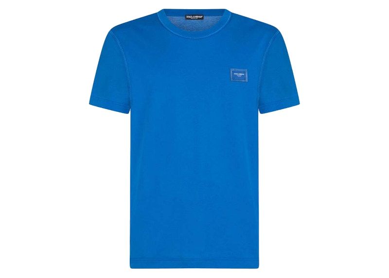 Dolce & Gabbana Cotton Logoed Plaque T-Shirt Turquois