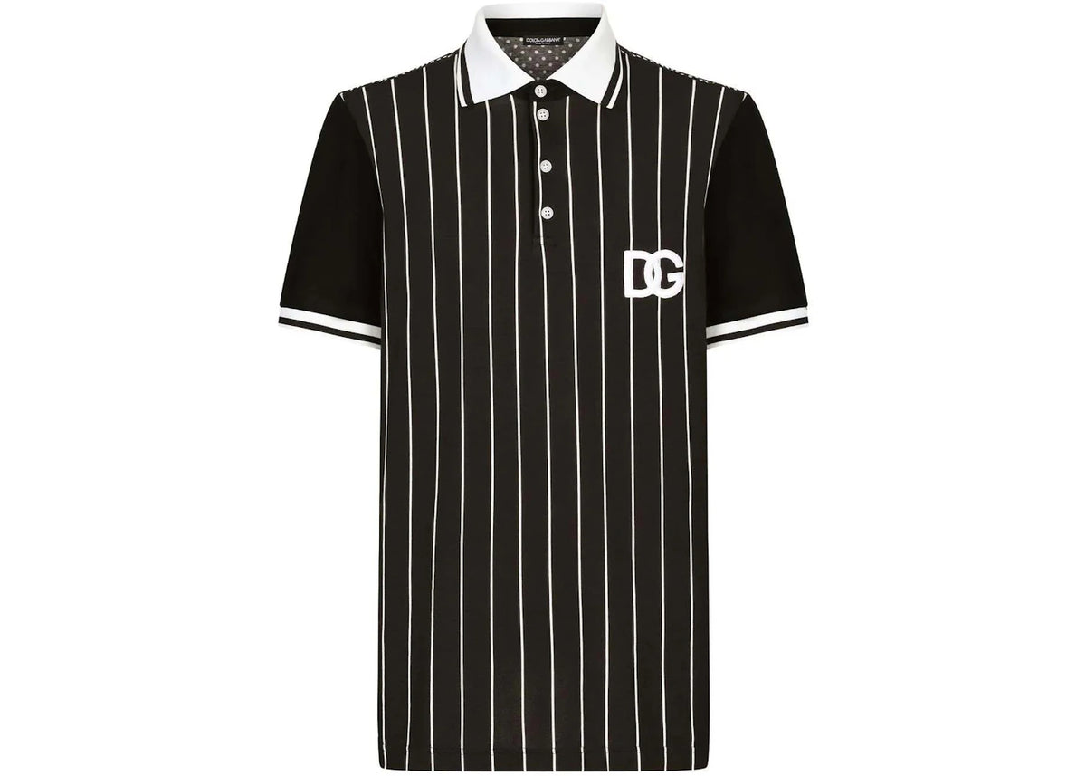 Dolce & Gabbana DG Patch Shorts-Sleeved Polo Black/White