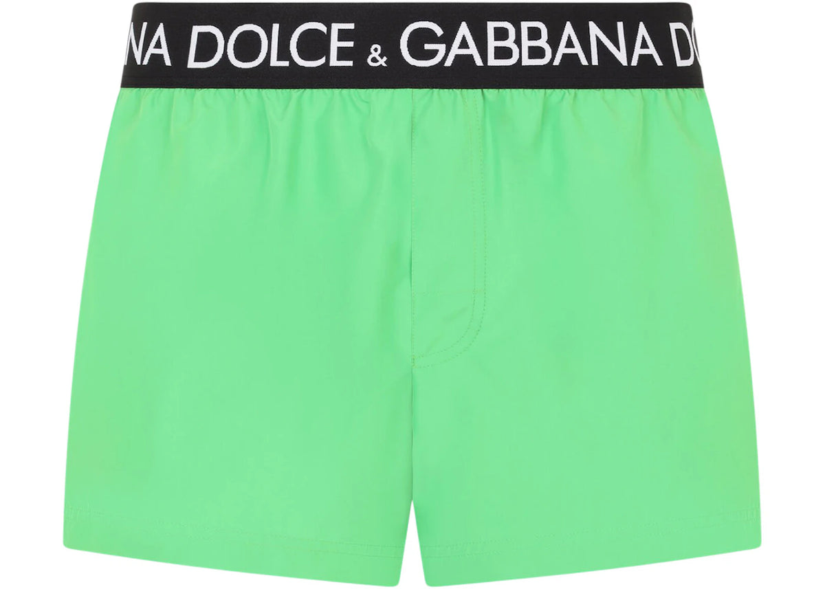 Dolce & Gabbana Logo Band Swim Shorts Green/Black/White