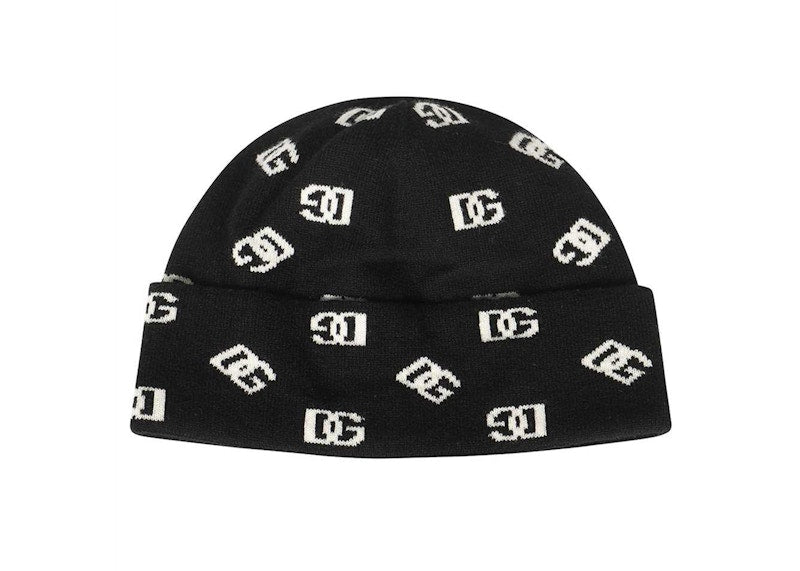 Dolce & Gabbana Logo Intarsia Beanie Black/White
