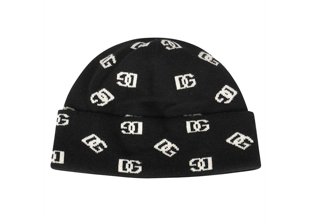 Dolce & Gabbana Logo Intarsia Beanie Black/White