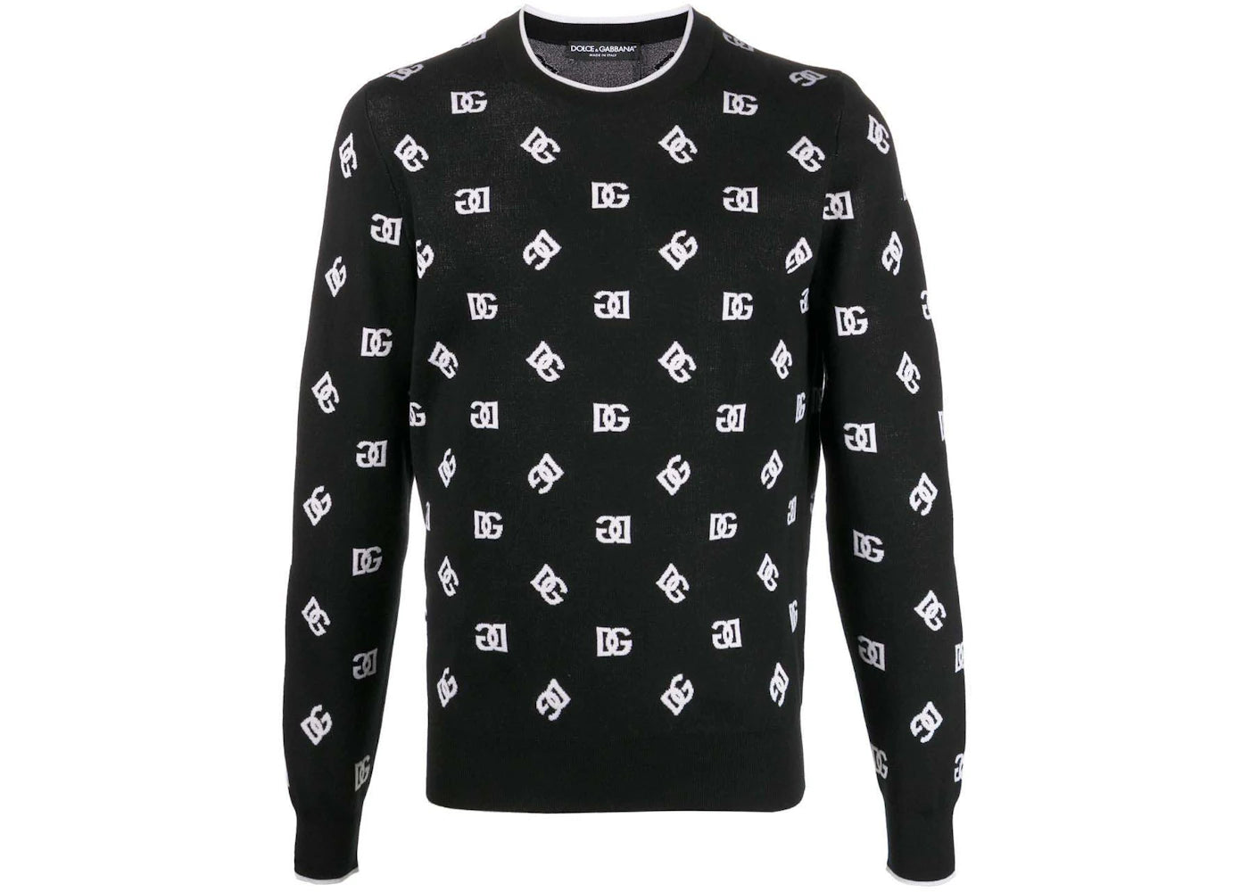 Dolce & Gabbana Logo-Print Fine-Knit Jumper Black/White