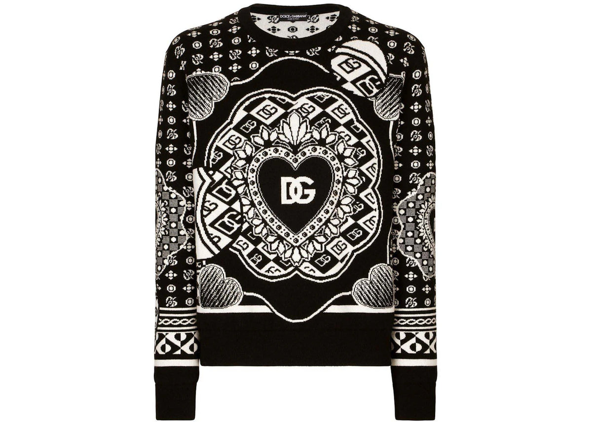 Dolce & Gabbana Logo-Print Jumper Black/White